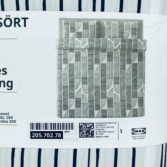 IKEA BERGKORSORT White & Gray King Duvet Cover & Pillowcases - Picture 3 of 3